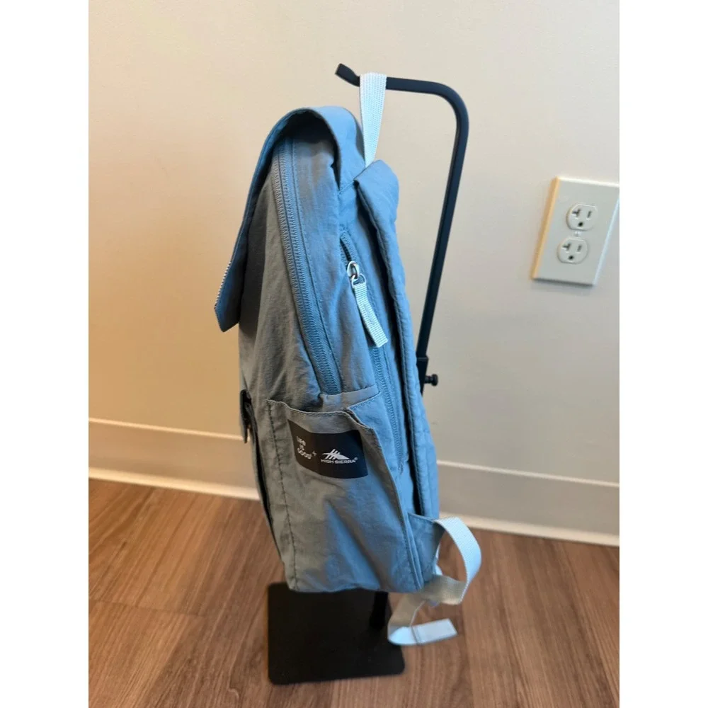 Life is Good x High Sierra Blue Nylon Backpack Sunset Seagull Graphic Travel Bag